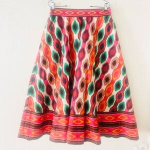 Alice + Olivia Aztec Woven Cotton Midi Skirt Size Medium NWT